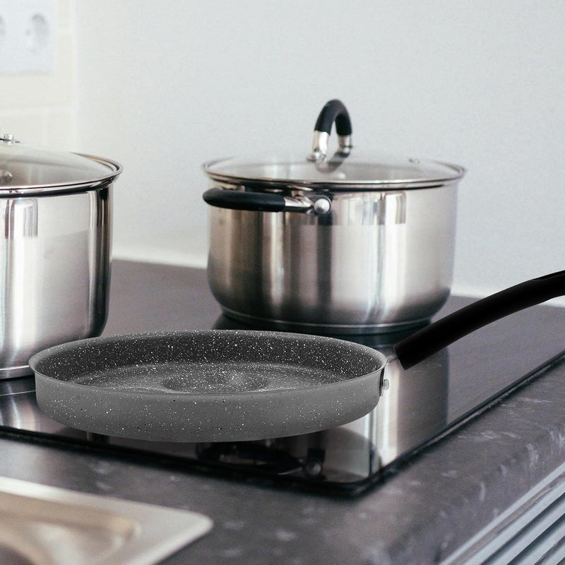 Nonstick 24cm Egg Frying Pan 4-hole Pancake Pan Gray Multifunctional Small Omelet for Gas and Induction Cookers Breakfast Cooking - Image 4