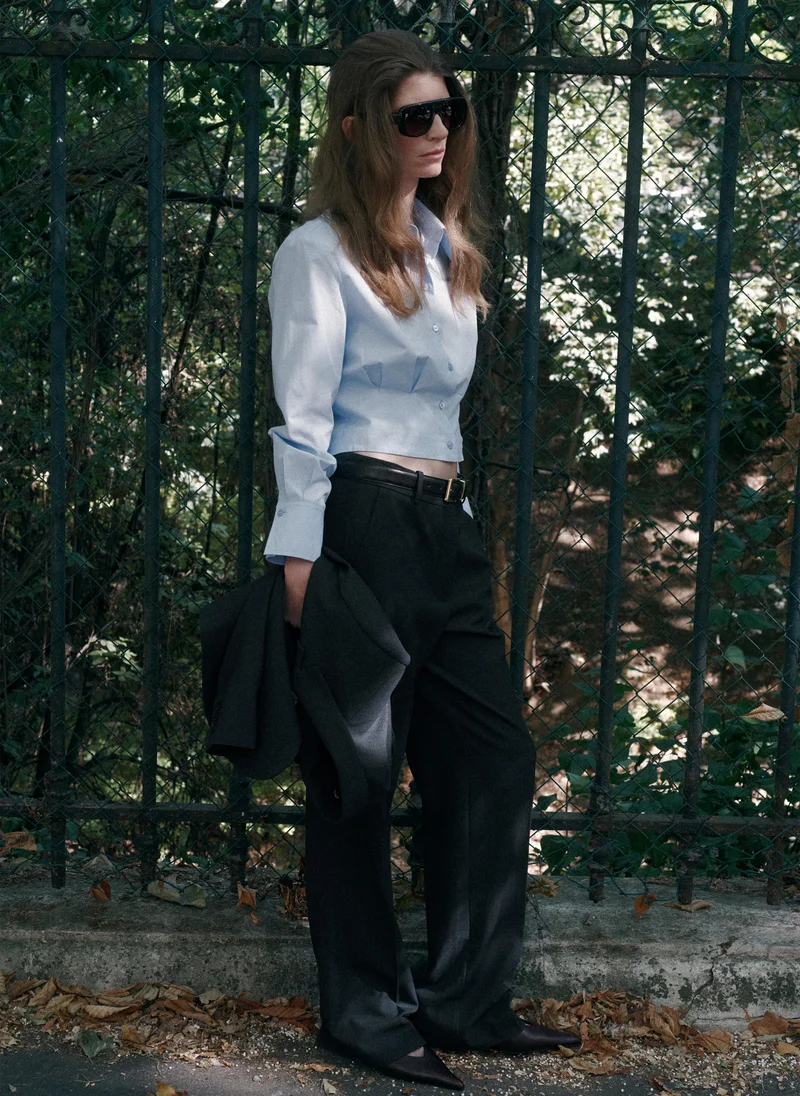 مانجو Pleated Cotton Shirt
