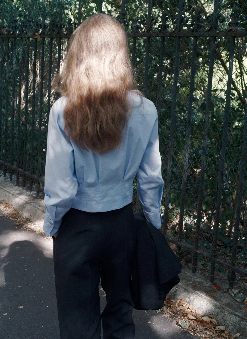 مانجو Pleated Cotton Shirt