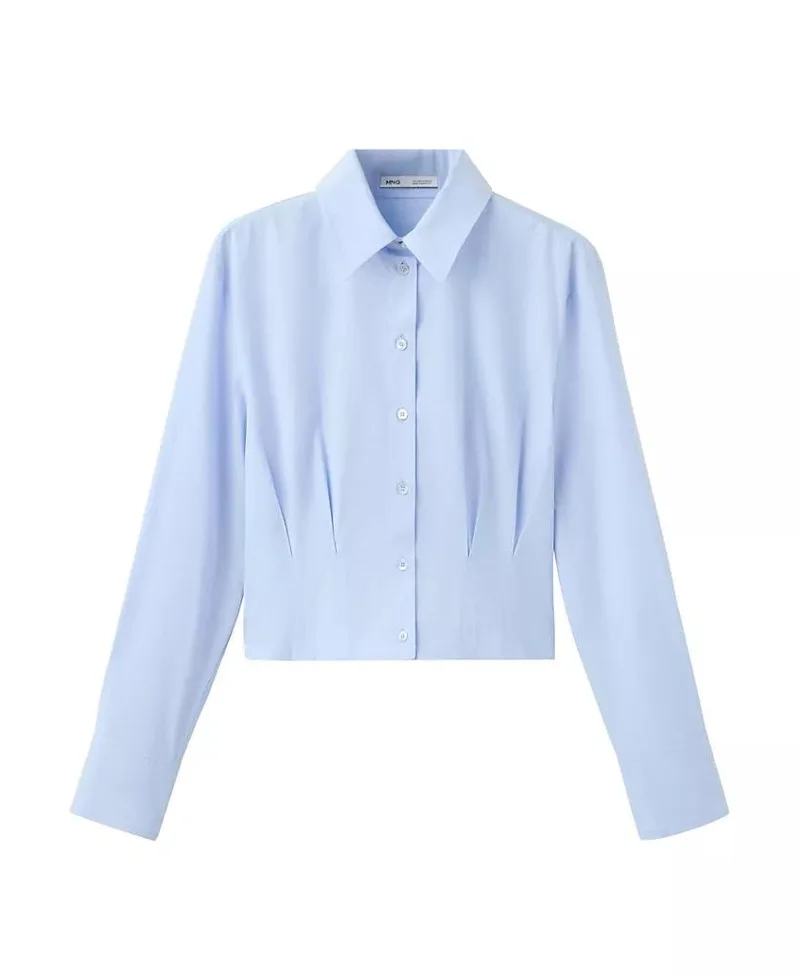 Mango Pleated Cotton Shirt