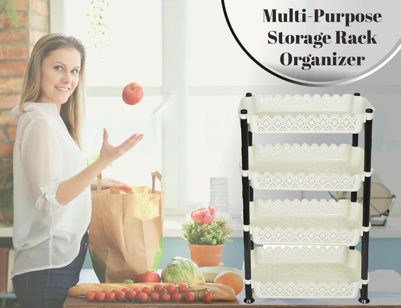 ARISTO Plastic Storage Rack 4 Shelfs White 1 Piece Medium VR10935 - Image 2