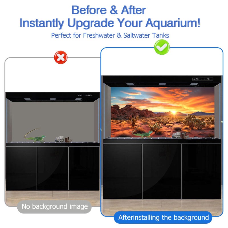 CICK SEED Aquarium Background & Terrarium Background â€“ Ultra HD Static Cling, Tape-Free, Desert Sunset Design for Reptile Tank Decorations, Perfect for Bearded Dragon and Leopard Gecko Tanks 11.8 X 23.6 Inches - Image 2