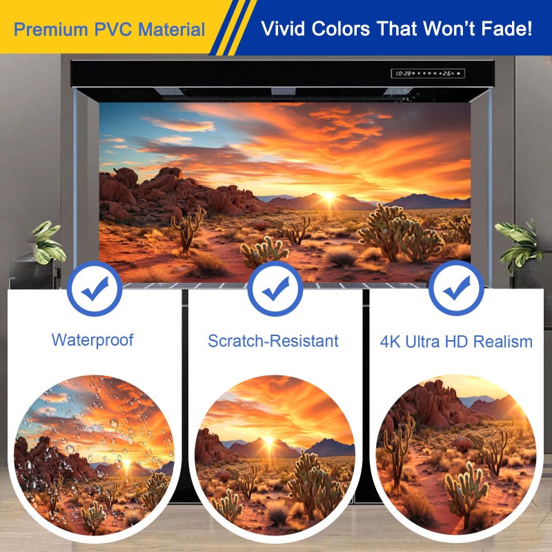 CICK SEED Aquarium Background & Terrarium Background â€“ Ultra HD Static Cling, Tape-Free, Desert Sunset Design for Reptile Tank Decorations, Perfect for Bearded Dragon and Leopard Gecko Tanks 11.8 X 23.6 Inches - Image 4
