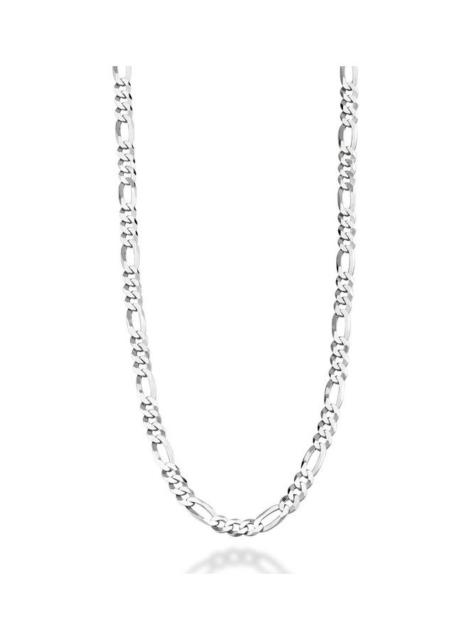 Miabella 925 Sterling Silver Italian 5mm Diamond-Cut Figaro Link Chain Necklace for Women Men, Made in Italy (20 Inches) - Image 1