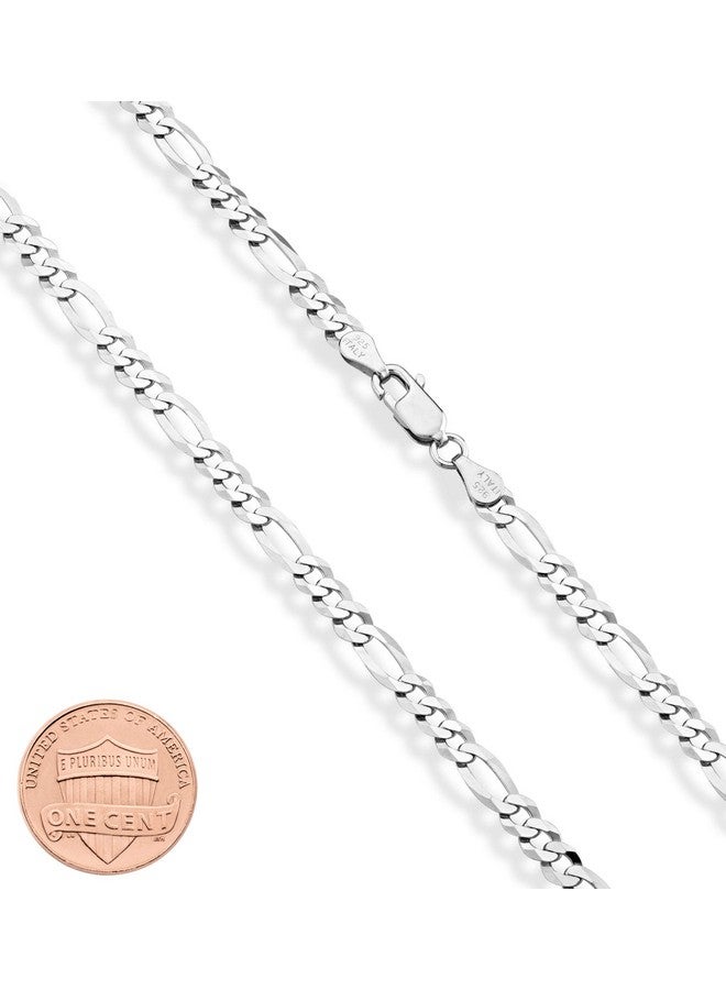 Miabella 925 Sterling Silver Italian 5mm Diamond-Cut Figaro Link Chain Necklace for Women Men, Made in Italy (20 Inches) - Image 2