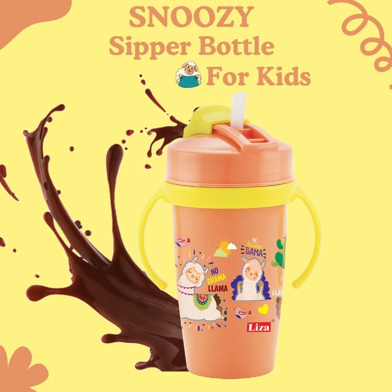 Nabhya Snoozy Stainless Steel Sipper Water Bottle, BPA-Free Multi Cartoon Design Baby Sipper Kids Water Bottle with Straw and Both Side Handle Sipper Bottle for Kids (Orange) - Image 5