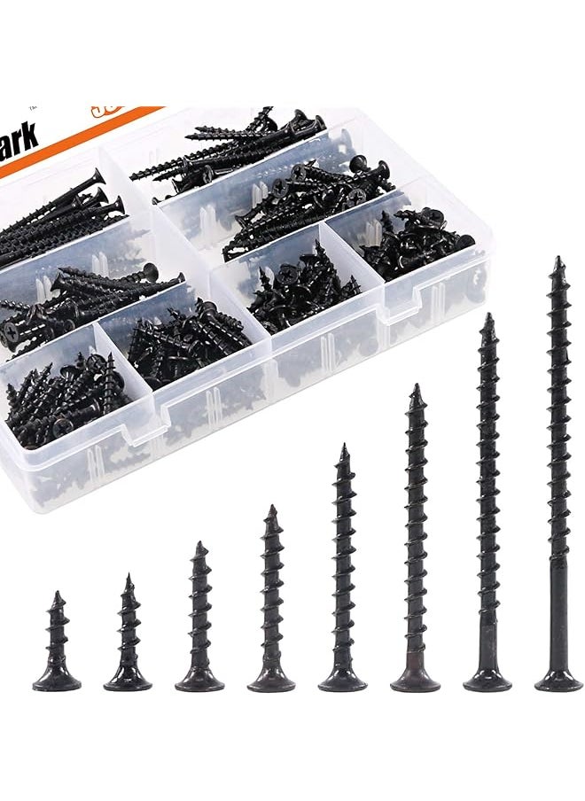 Rustark Rustark 390-Pcs #7 Coarse Thread Drywall Screw with Phillips Drive Black Oxide Finsh Bugle Head Wood Screws Assortment Kit Ideal for Drywall Sheetrock  - Image 1