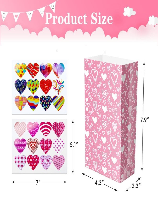 XiaosRen 24Pcs Valentine Treat Bags, Small Gift Bags with Stickers, Goodie Mini for Valentine's Day Presents Wrapping Party Favor. - Image 2