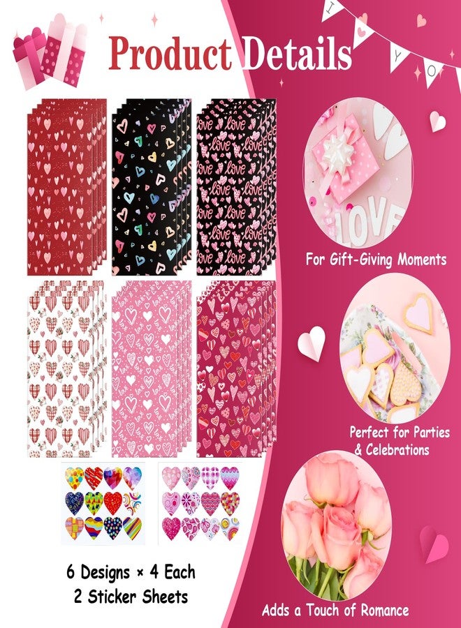 XiaosRen 24Pcs Valentine Treat Bags, Small Gift Bags with Stickers, Goodie Mini for Valentine's Day Presents Wrapping Party Favor. - Image 3