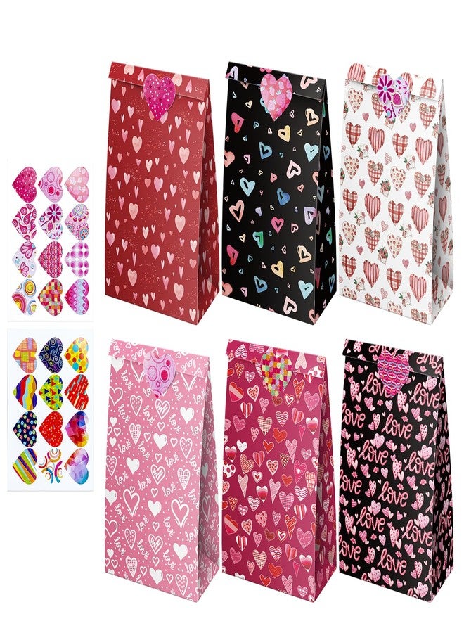 XiaosRen 24Pcs Valentine Treat Bags, Small Gift Bags with Stickers, Goodie Mini for Valentine's Day Presents Wrapping Party Favor. - Image 1