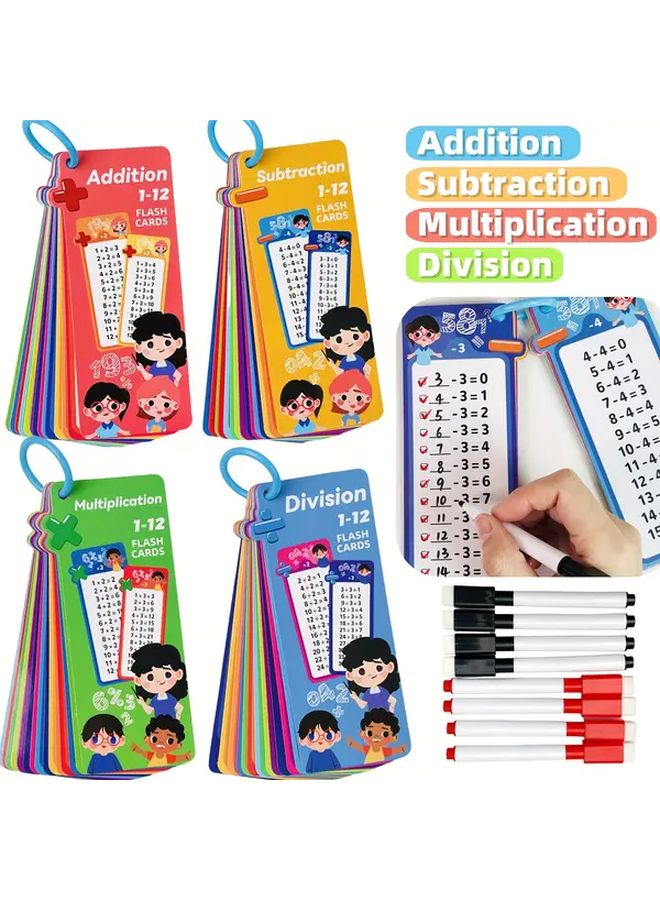 Math Learning Flashcards Addition Subtraction 30 Cards 4 Pens Educational Tool - Image 2