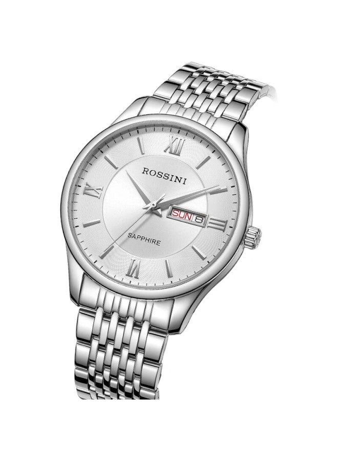 ROSSINI Men'S Watch, Birthday Gift, Quartz Men'S Watch, Simple Business Style, White Dial, Steel Strap, 618573 - Image 3
