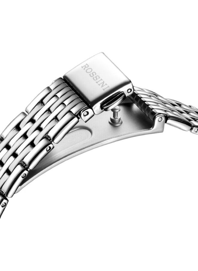 ROSSINI Men'S Watch, Birthday Gift, Quartz Men'S Watch, Simple Business Style, White Dial, Steel Strap, 618573 - Image 1