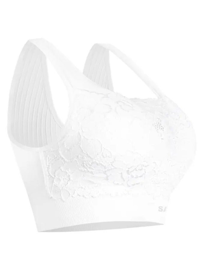 SANKOM Patent Classic Bra with Lace for Women | Designed to Improve Posture and Help Reduce Back and Neck Pain | Smoothes, Lifts, and Shapes Naturally | Provides Excellent Coverage and Support with a Comfortable Fit - White - Image 2