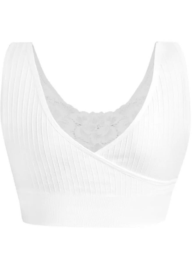 SANKOM Patent Classic Bra with Lace for Women | Designed to Improve Posture and Help Reduce Back and Neck Pain | Smoothes, Lifts, and Shapes Naturally | Provides Excellent Coverage and Support with a Comfortable Fit - White - Image 3
