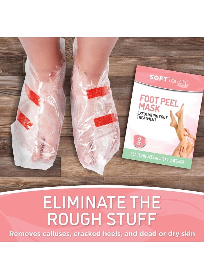 Soft Touch قناع تقشير القدمين بلمسة ناعمة - عبوة من 2 قناع لتقشير القدمين للركب الجافة والمتشققة والجلد السميك - قناع تقشير القدمين لبشرة ناعمة كالأطفال (أصلي) - Image 5