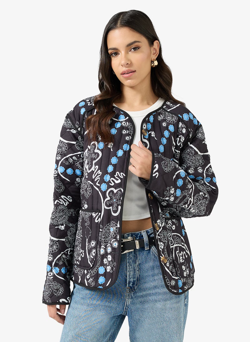 Ginger Paisley Quilted Longline Jacket - Image 1
