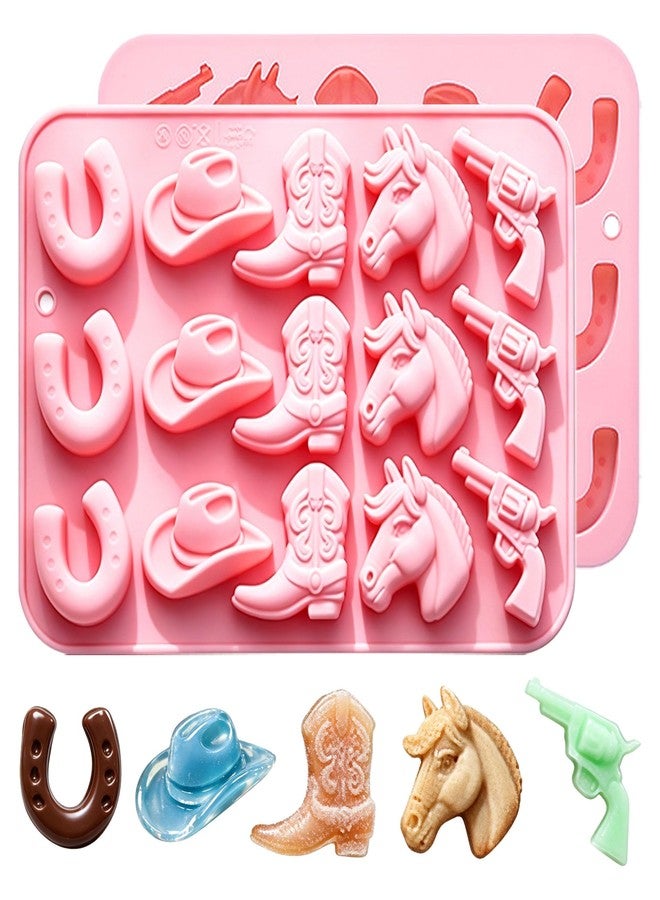 Ysqool Cowboy Chocolate Mold, Cowboy Hat, Cowboy Boot and Horse Shapes, Cowboy Silicone Mold for DIY Cake Decorating Cupcake Topper Fondant Candy Gum Polymer Clay, Western Themed Party Decorations - Image 1
