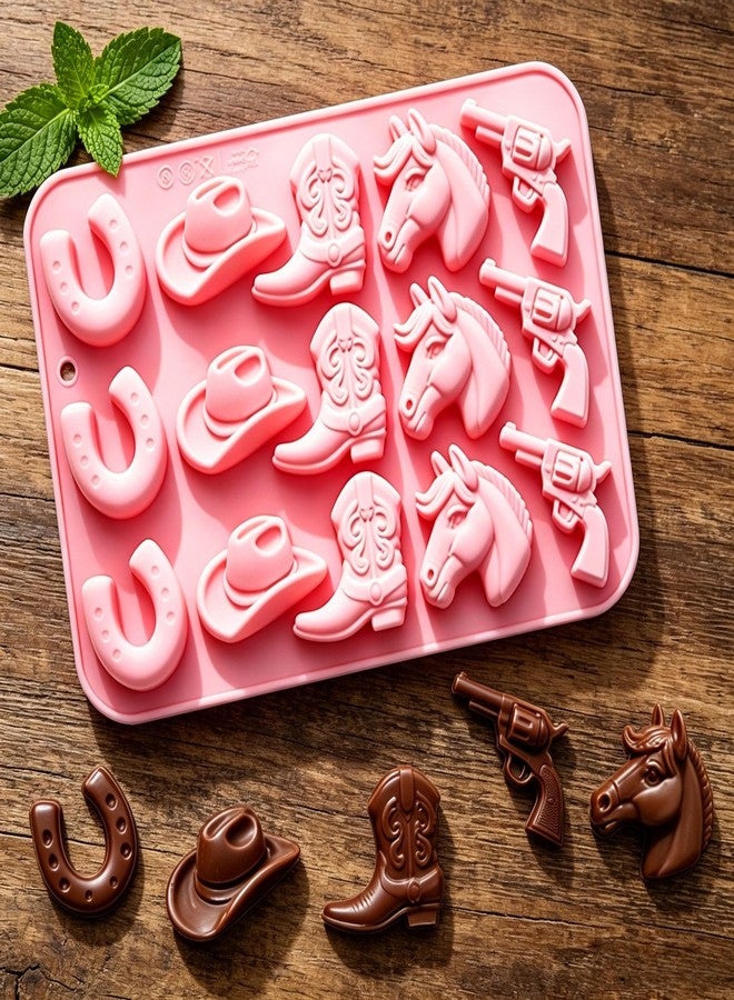 Ysqool Cowboy Chocolate Mold, Cowboy Hat, Cowboy Boot and Horse Shapes, Cowboy Silicone Mold for DIY Cake Decorating Cupcake Topper Fondant Candy Gum Polymer Clay, Western Themed Party Decorations - Image 4