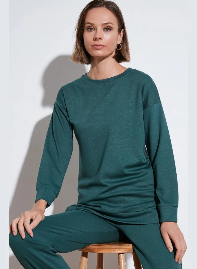 Lela Lela Stretch Oversize Fit Crew Neck Modal Fabric Sweatshirt Women's SWEAT 5865877