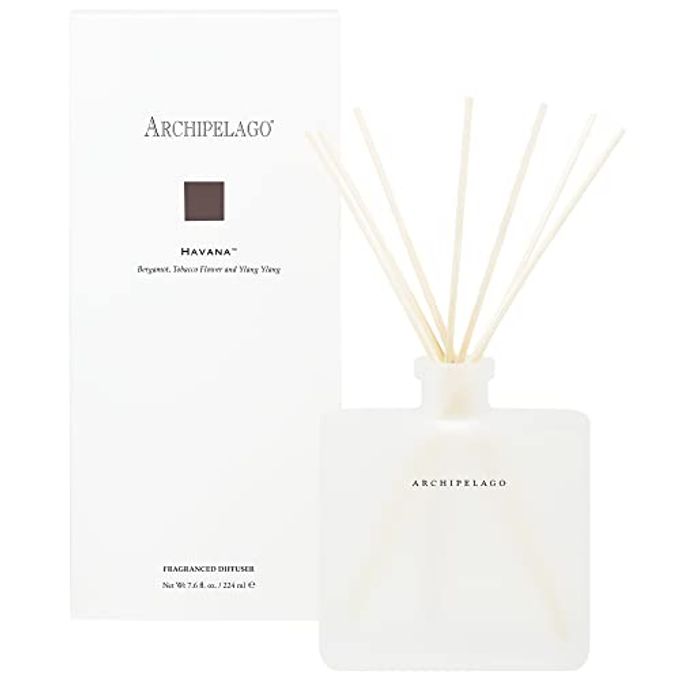 Archipelago Botanicals Havana Reed Diffuser, Home Fragrance Reed Diffuser, Includes Fragrance Oil, Frosted Glass Vessel & 10 Diffuser Reeds, Perfect for Home, Office or Gift, 7.6 Fl Oz - Image 1