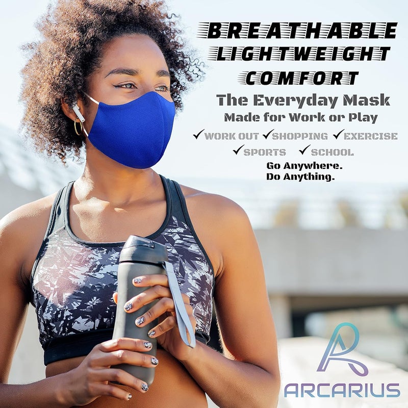 Arcarius Breathable Sports Face Mask – Moisture Wicking Gym & Travel Fit (3-Pack) - Image 3
