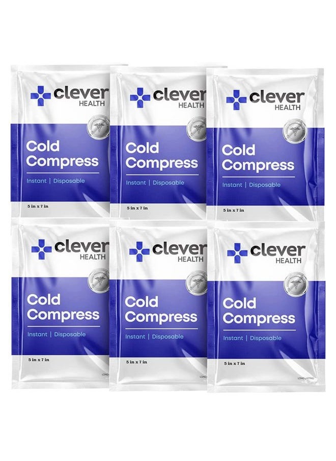 clever Instant Cold Pack | Disposable Ice Packs - Cold Therapy - for Injuries, Swelling, Inflammation, Muscle Strains, Sprains, Perfect for First aid Kit, Outdoor Activities, Athletes. 5x7 Inches, 6 Pack.  - Image 1