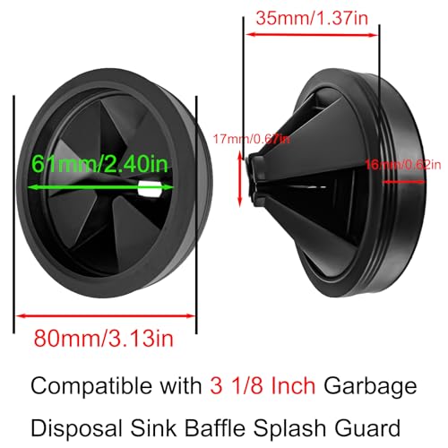 Anglepingping 2pcs 3 1/8 Inch Garbage Disposal Sink Baffle Splash Guard, Garbage Disposal Quiet Cover Splash Guard, Quiet Collar Sink Baffle for Moen, Waste King, Whirlaway, GE Disposer - Image 2