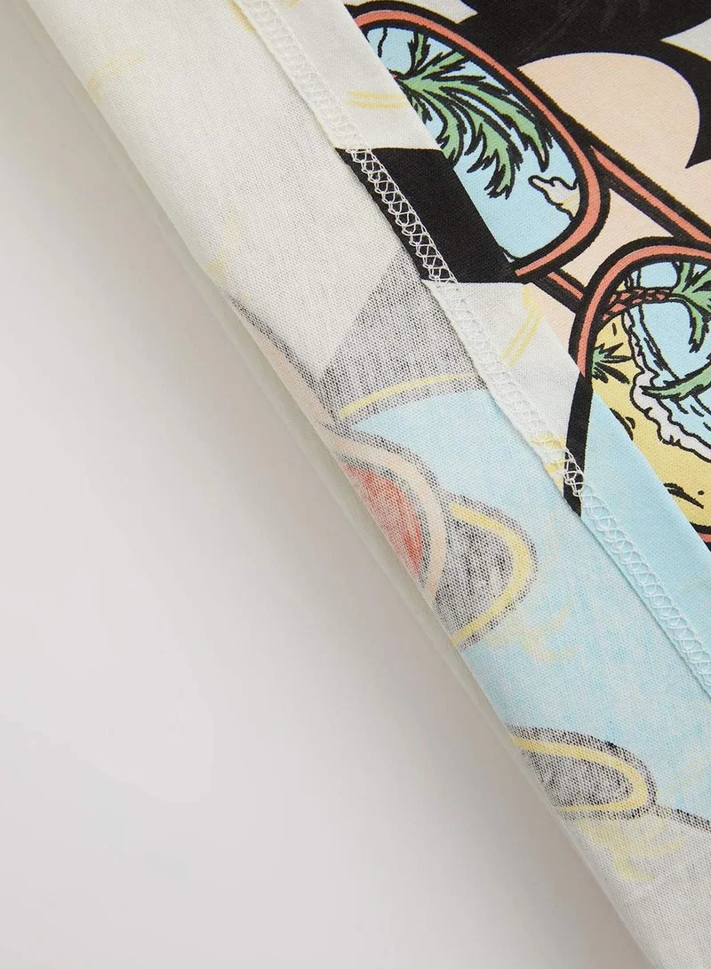 DeFacto Regular Fit Short Sleeve Disney Mickey Mouse Print T-Shirt & Short Set