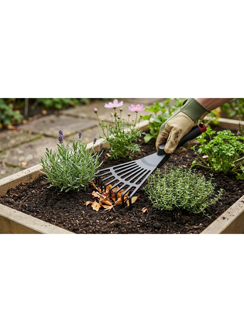 Hand Garden Rake - Black Reinforced Polypropylene - Image 3