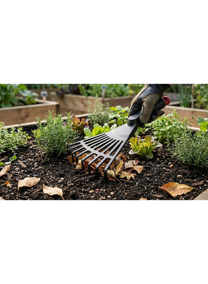 Hand Garden Rake - Black Reinforced Polypropylene - Image 4