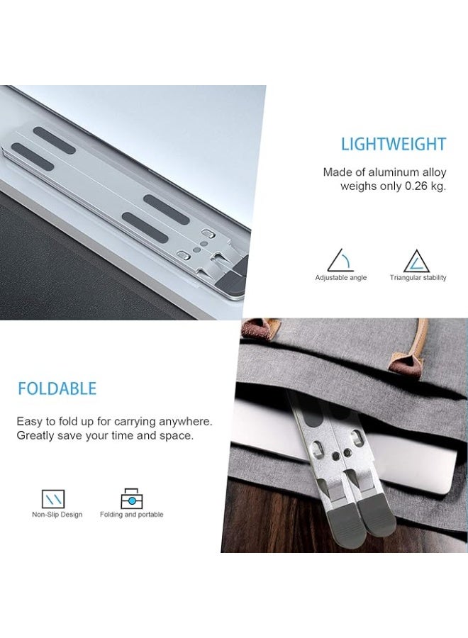 Adjustable Laptop Stand – 8-Level Foldable ABS & Silicone Holder with Metal Frame for 10"–15.6" Laptops & Tablets – Silver - Image 3