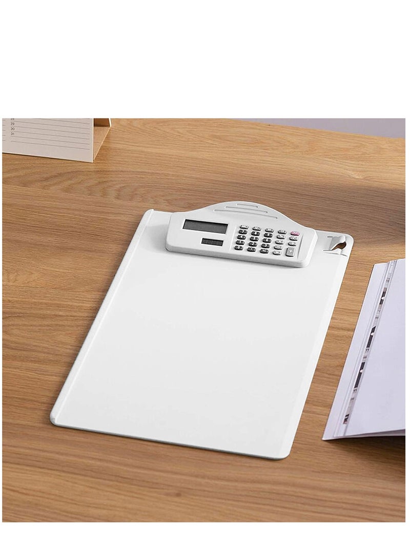 SYOSI Multifunctional Clipboard with Calculator Plastic Storage Clipboard Pen Clip Writing Pad File Folders Business Office Document Holder A4 Letter Size Clipboard for School Meeting Classes (White) - Image 3