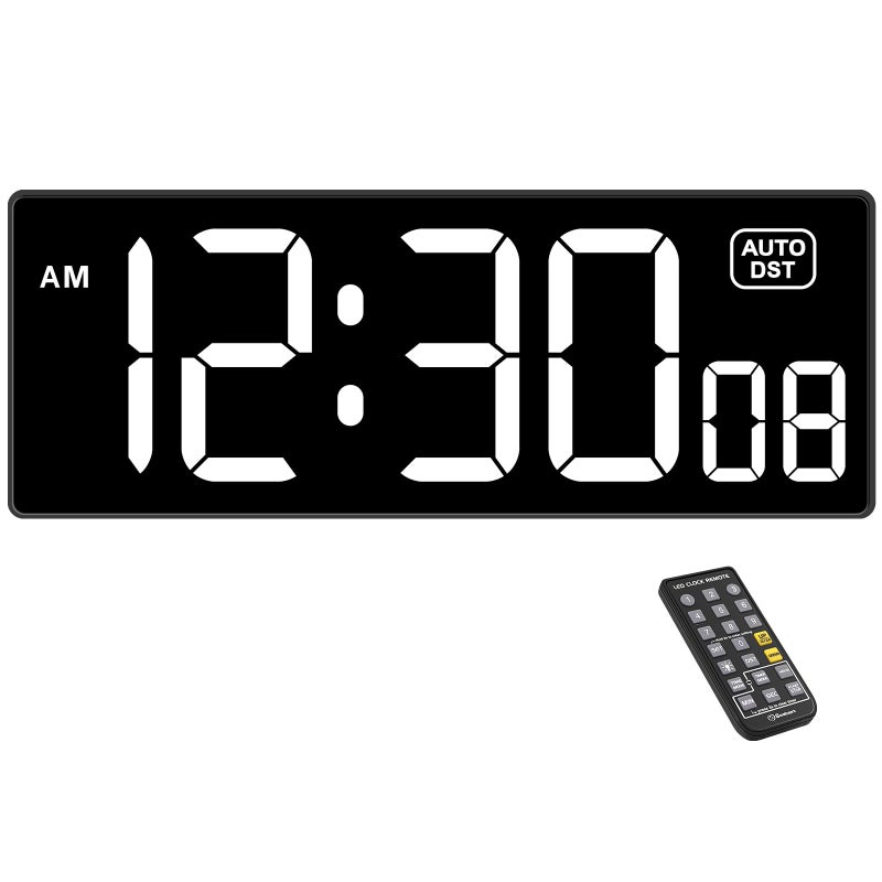 Soobest Soobest Digital Wall Clock with Seconds for Gym, Remote Countdown Timer Large LED Display 5 Dimmer (White)  - Image 1