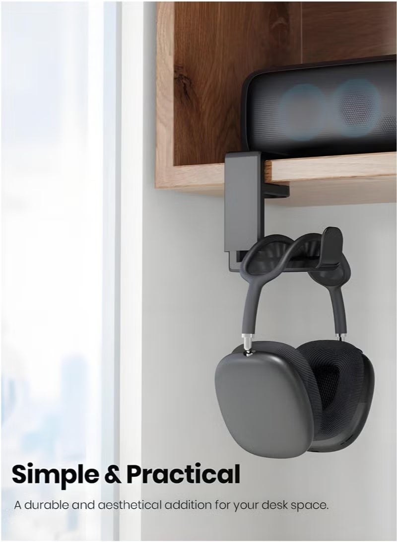Adjustable Headset Stand, Under Desk Headphone Holder, 360° Rotating Headphone Hanger Hook - Image 3