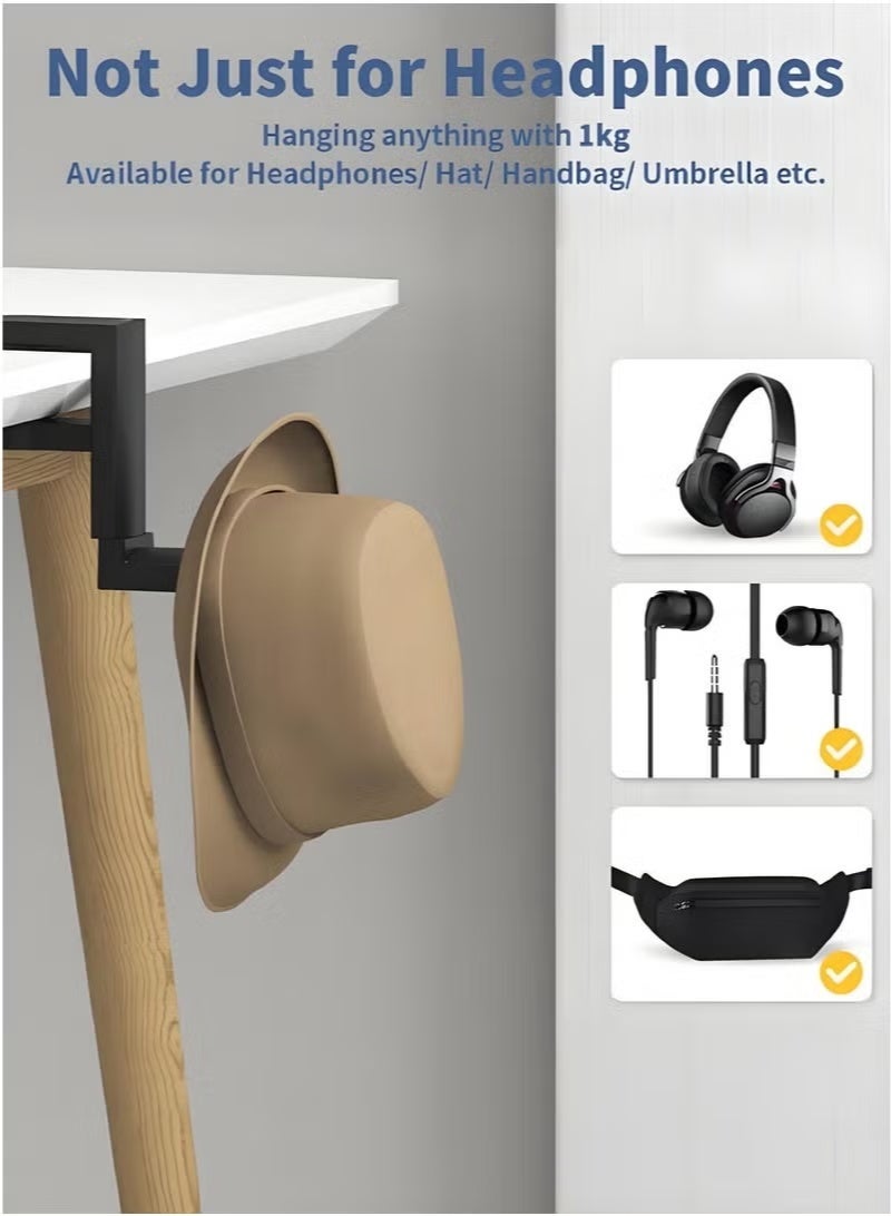 Adjustable Headset Stand, Under Desk Headphone Holder, 360° Rotating Headphone Hanger Hook - Image 5