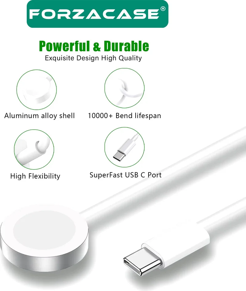 فورزاكاس Type-C Magnetic Charging Cable Compatible with Apple Watch 8 41MM and 45MM 1 Meter - FC017
