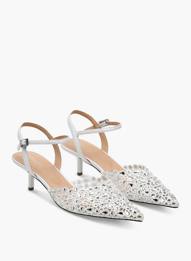 Celeste Women Kitten Heel Pointed Toe Mules Ramadan Collection