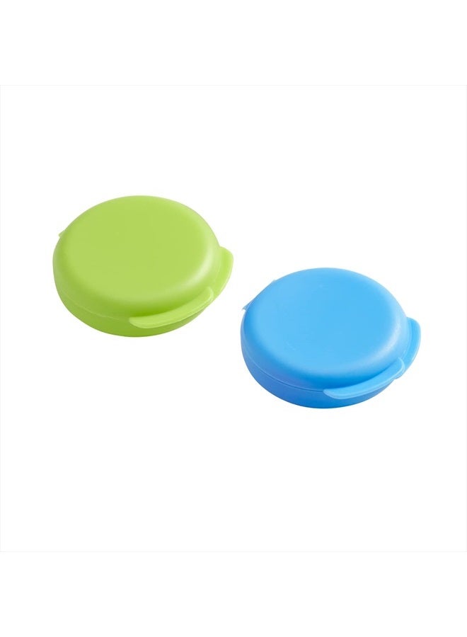 Ezy Dose Daily Round, Portable On-The-Go Pocket Pharmacy, Pill Box, Organizer and Vitamin Containers, Snap Shut Lids, Perfect for Traveling, Blue and Green, 2 Pack, BPA Free - Image 1