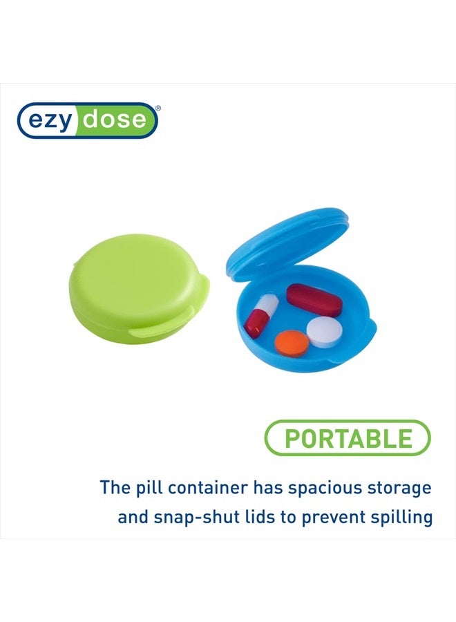 Ezy Dose Daily Round, Portable On-The-Go Pocket Pharmacy, Pill Box, Organizer and Vitamin Containers, Snap Shut Lids, Perfect for Traveling, Blue and Green, 2 Pack, BPA Free - Image 3