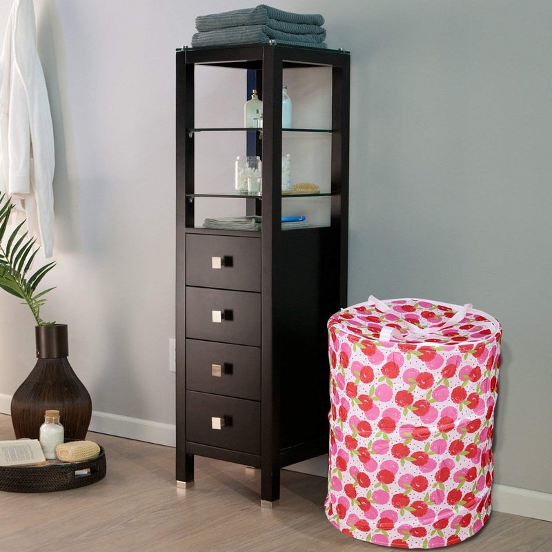 Kuber Industries Round Cloth Foldable Laundry Basket Bag Volume30LMulti Color CTKTCVA34 - Image 1