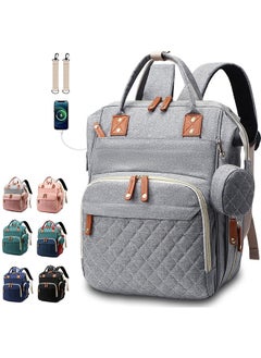 Hihonor Diaper Bag Backpack Baby Bag, Baby Girl Boy Diaper Bag for Dad Mom with Pad, 16 Pockets, Pacifier Case, Large Diaper Bag Unisex for Travel (Grey)  - Image 1