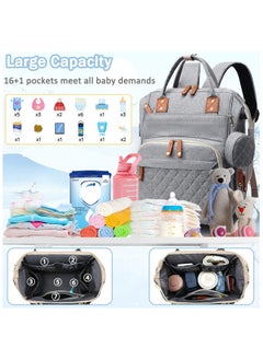 Hihonor Diaper Bag Backpack Baby Bag, Baby Girl Boy Diaper Bag for Dad Mom with Pad, 16 Pockets, Pacifier Case, Large Diaper Bag Unisex for Travel (Grey)  - Image 2