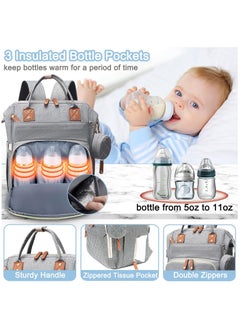 Hihonor Diaper Bag Backpack Baby Bag, Baby Girl Boy Diaper Bag for Dad Mom with Pad, 16 Pockets, Pacifier Case, Large Diaper Bag Unisex for Travel (Grey)  - Image 4