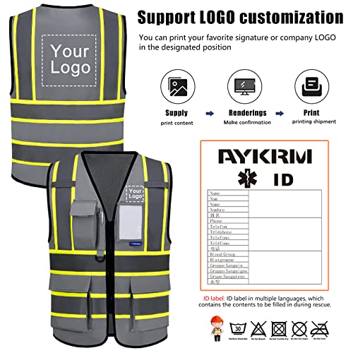 AYKRM 11 colors available grey safety vest - Image 2