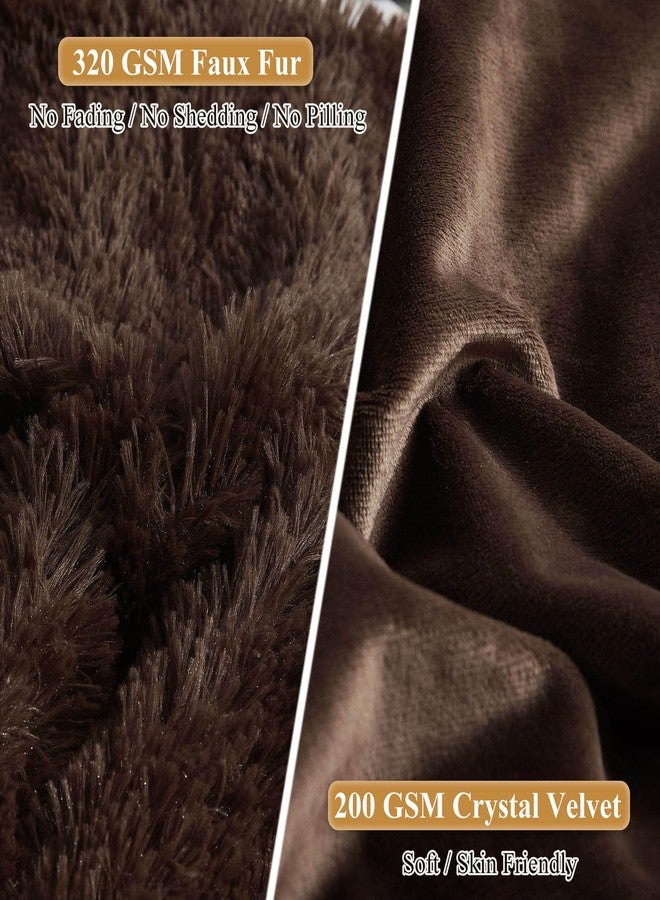 XeGe Faux Fur Brown Pillow Cases, Plush Shaggy Ultra Soft Fluffy Velvet Decorative Pillowcases, Furry Fuzzy Pillow Shams Zipper Closure, Set of 2 (Standard, Coffee) - Image 4