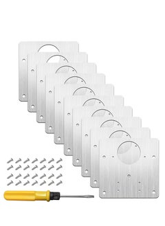 Y&D 10Pcs Cabinet Hinge Repair Plate, Stainless Steel Fixing Plate Bracket Kit, Cupboard Door Mounting Plates with Holes for Furniture Drawer Windows  - Image 1