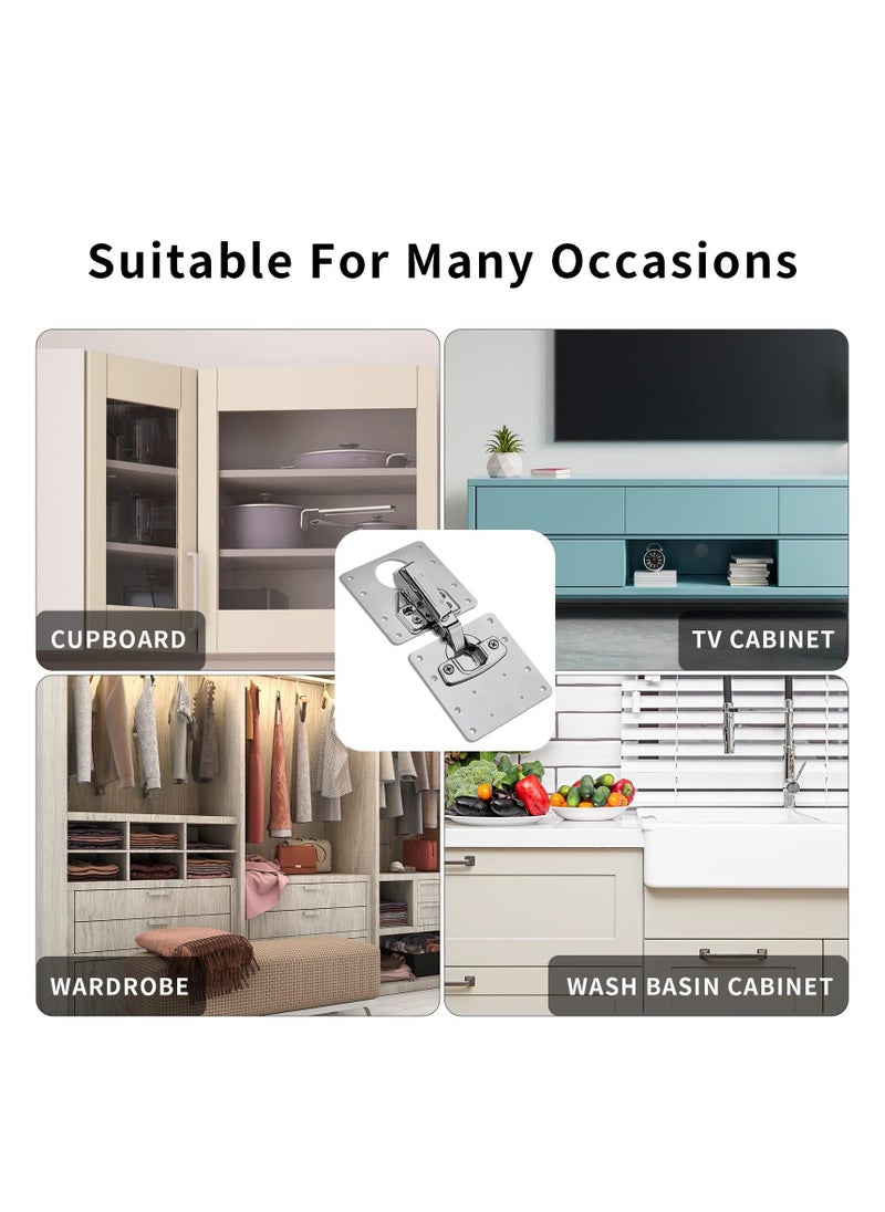 Y&D 10Pcs Cabinet Hinge Repair Plate, Stainless Steel Fixing Plate Bracket Kit, Cupboard Door Mounting Plates with Holes for Furniture Drawer Windows  - Image 4