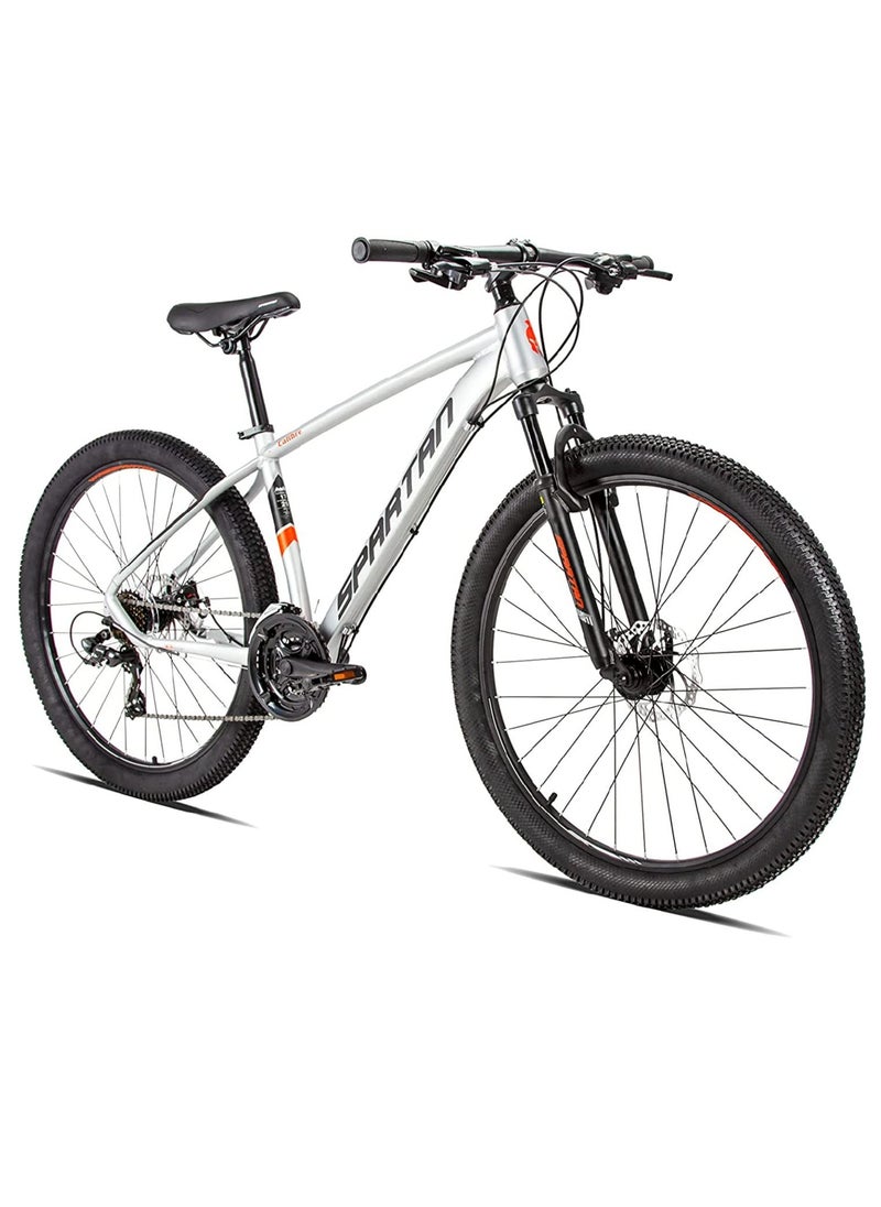 Spartan - Calibre Hardtail Mountain Bicycle| Lightweight Alloy Frame & Rims | Gear | Disc Brakes | Front Suspension Bike And Shimano Shifters | Silver | Size 29 Inches - Image 1