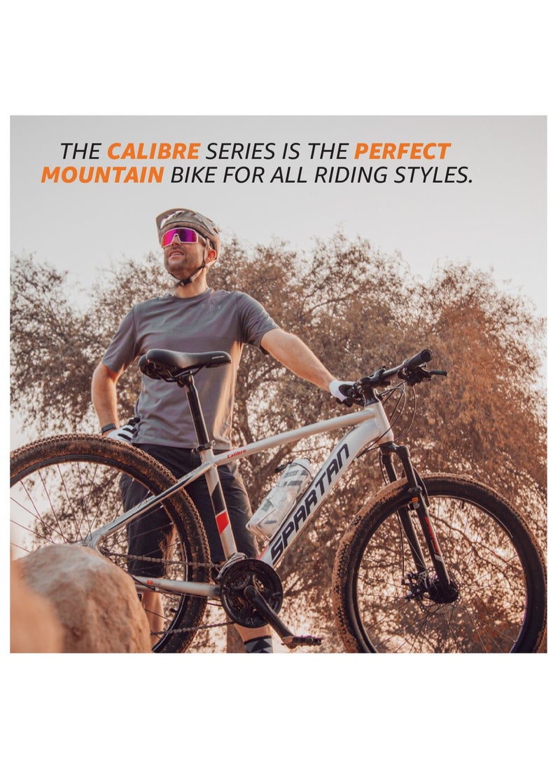 Spartan - Calibre Hardtail Mountain Bicycle| Lightweight Alloy Frame & Rims | Gear | Disc Brakes | Front Suspension Bike And Shimano Shifters | Silver | Size 29 Inches - Image 1